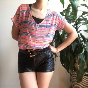 🇺🇸 SOLD Keyhole Back Sheer Stripe Top